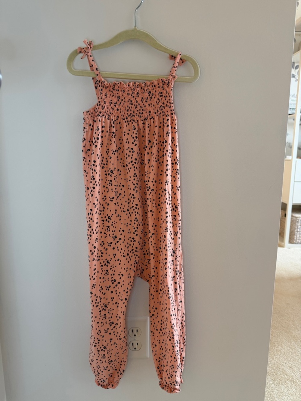 H&M Peach Leopard-Print Smocked Top